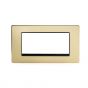 Soho Lighting Brushed Brass Black Insert 4 x25mm EM-Euro Module Faceplate