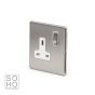 Soho Lighting Brushed Chrome 1 Gang DP Socket White Ins 13A Screwless