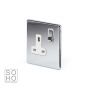Soho Lighting Polished Chrome 1 Gang DP Socket White Ins 13A Screwless