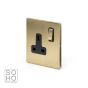 Soho Lighting Brushed Brass 1 Gang DP Socket Black Ins 13A Screwless