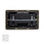 Soho Lighting Brushed Brass 2 Gang DP Socket Black Ins 13A Screwless