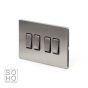 Soho Lighting Brushed Chrome 4 Gang 2 Way 10A Light Switch Blk Ins Screwless