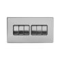 Soho Lighting Brushed Chrome 6 Gang 2 Way 10A Light Switch Blk Ins Screwless