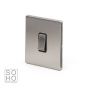 Soho Lighting Brushed Chrome 1 Gang 20A Double Pole Switch Blk Ins Screwless