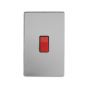 Soho Brushed Chrome 45A 1 Gang Double Pole Switch Double Plate Blk Ins Screwless