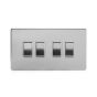Soho Lighting Brushed Chrome 4 Gang 2 Way 10A Light Switch Wht Ins Screwless