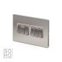 Soho Lighting Brushed Chrome 6 Gang 2 Way 10A Light Switch Wht Ins Screwless