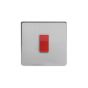 Soho Brushed Chrome 45A 1 Gang Double Pole Switch Single Plate Wht Ins Screwless