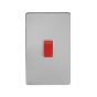 Soho Lighting Brushed Chrome 45A 1 Gang Double Pole Switch Double Plate Wht Ins Screwless