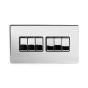 Soho Lighting Polished Chrome 6 Gang 2 Way 10A Light Switch Blk Ins Screwless