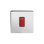 Soho Polished Chrome 45A 1 Gang Double Pole Switch Single Plate Blk Ins Screwless