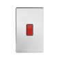 Soho Polished Chrome 45A 1 Gang Double Pole Switch Large Plate Blk Ins Screwless