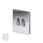 Soho Lighting Polished Chrome 2 Gang 2 Way 10A Light Switch Wht Ins Screwless