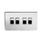 Soho Lighting Polished Chrome 4 Gang 2 Way 10A Light Switch Wht Ins Screwless