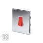 Soho Lighting Polished Chrome 45A 1 Gang Double Pole Switch Single Plate Wht Ins Screwless