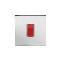 Soho Lighting Polished Chrome 45A 1 Gang Double Pole Switch Single Plate Wht Ins Screwless