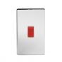 Soho Polished Chrome 45A 1 Gang Double Pole Switch Double Plate Wht Ins Screwless