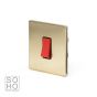 Soho Brushed Brass 45A 1 Gang Double Pole Switch Single Plate Blk Ins Screwless