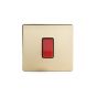 Soho Brushed Brass 45A 1 Gang Double Pole Switch Single Plate Blk Ins Screwless
