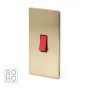 Soho Lighting Brushed Brass 45A 1 Gang Double Pole Switch Large Plate Blk Ins Screwless