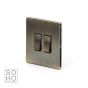 Soho Lighting Antique Brass 2 Gang 2 Way 10A Light Switch Blk Ins Screwless