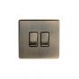 Soho Lighting Antique Brass 2 Gang Intermediate Switch Black Ins 10A Screwless