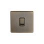 Soho Lighting Antique Brass 1 Gang 20A Double Pole Switch Blk Ins Screwless