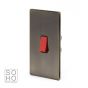 Soho Lighting Antique Brass 45A 1 Gang Double Pole Switch Double Plate Blk Ins Screwless