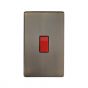 Soho Lighting Antique Brass 45A 1 Gang Double Pole Switch Double Plate Blk Ins Screwless