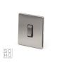Soho Lighting Brushed Chrome 10A 1 Gang 2 Way Switch with Black Insert Screwless