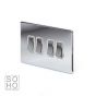 Soho Lighting Polished Chrome 4 Gang Intermediate Switch Wht Ins Screwless