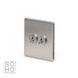 Soho Lighting Brushed Chrome 2 Gang 2 Way Toggle Switch Screwless