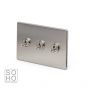 Soho Lighting Brushed Chrome 3 Gang 2 Way Toggle Switch Screwless