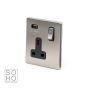 Soho Lighting Brushed Chrome 1 Gang Single USB Socket Blk Ins Screwless