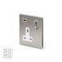 Soho Lighting Brushed Chrome 1 Gang Single USB Socket Wht Ins Screwless