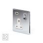 Soho Lighting Polished Chrome 1 Gang Single USB Socket Wht Ins Screwless