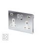 Soho Lighting Polished Chrome 2 Gang Double 3.1 Amp USB Socket Wht Ins Screwless