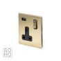 Soho Lighting Brushed Brass 1 Gang Single USB Socket Blk Ins Screwless