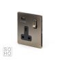 Soho Lighting Antique Brass 1 Gang Single USB Socket Blk Ins Screwless