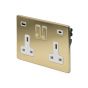 Soho Lighting Brushed Brass 2 Gang USB A + C Socket (13A Socket + 2 USB Ports A+C 3.1A) Wht Ins Screwless