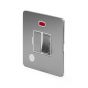 Soho Lighting Brushed Chrome Flat Plate 13A Switched Fused Connection Unit (FCU) Flex Outlet With Neon Wht Ins Screwless