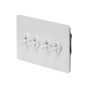 Soho Lighting White Metal Flat Plate 20A 4 Gang 2 Way Toggle Switch Screwless
