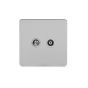 Soho Lighting Brushed Chrome Flat Plate TV+ Satellite Socket Wht Ins Screwless
