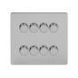 Brushed Chrome Flat Plate 8 Gang Dimmer Switch