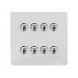 Soho Lighting Polished Chrome Flat Plate 8 Gang Toggle Light Switch 20A 2 Way Screwless