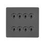 Soho Lighting Black Nickel Flat Plate 8 Gang Toggle Light Switch 20A 2 Way Screwless