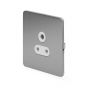 Soho Lighting Brushed Chrome Flat Plate 5 Amp Unswitched Socket Wht Ins Screwless
