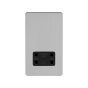 Soho Lighting Brushed Chrome Flat Plate Shaver Socket 230/115V Plate Blk Ins Screwless