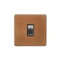 Soho Fusion Antique Copper & Brushed Chrome 20A 1 Gang DP Switch Black Insert Screwless