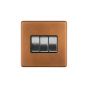Soho Fusion Antique Copper & Brushed Chrome 10A 3 Gang 2 Way Switch Black Insert Screwless